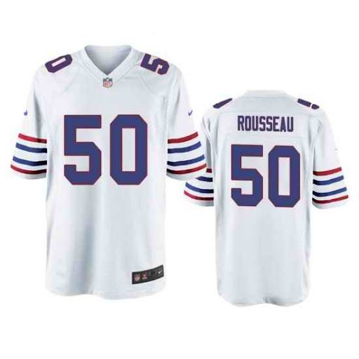 Men Buffalo Bills 50 Gregory Rousseau Nike White Alternate Game Player NFL Jersey